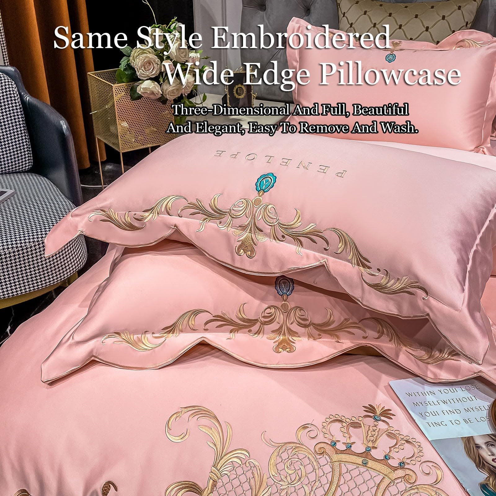 Amazon｜シルクコットン クイーンサイズ ベッドシーツセット、無地立体